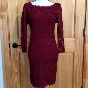 DIANE VON FURSTENBERG (DVF) Burgundy Lace Dress